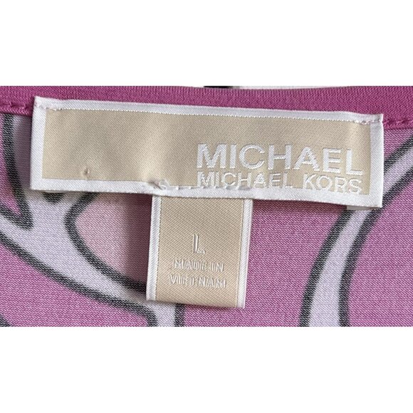 Michael Kors Womens Large Abstract Retro Pink Black Tunic/Mini Dress Boho Retro - Picture 4 of 6